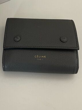 Celine Gray Leather Tri-Fold Wallet